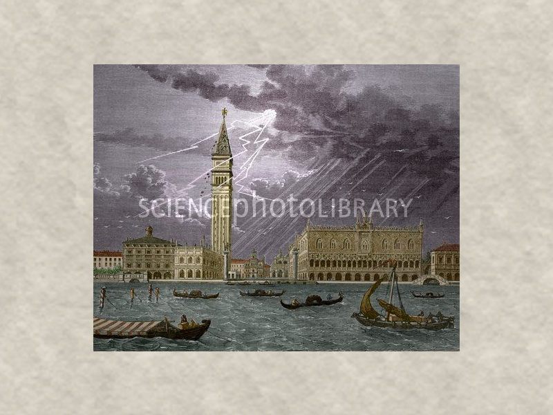 Гроза над Венецией - молнией разрушена башня Св. Марка