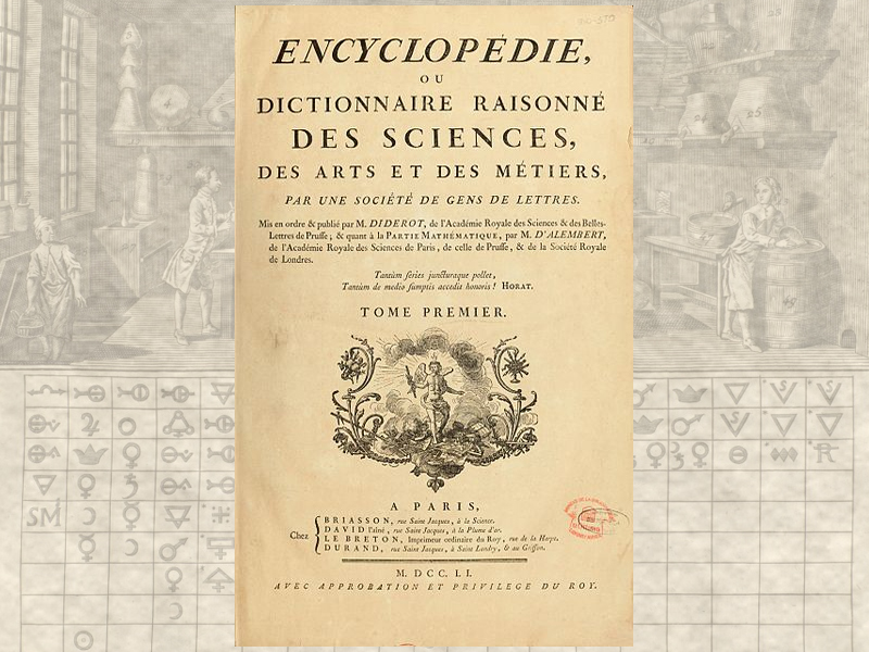 Первый том Энциклопедии, или Систематического Словаря Наук, Искусств и Ремёсел