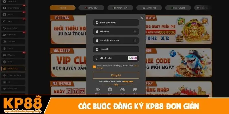 Các bước đăng ký KP88 đơn giản