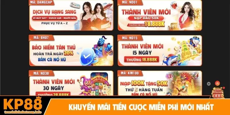 Khuyến mãi tiền cược miễn phí mới nhất