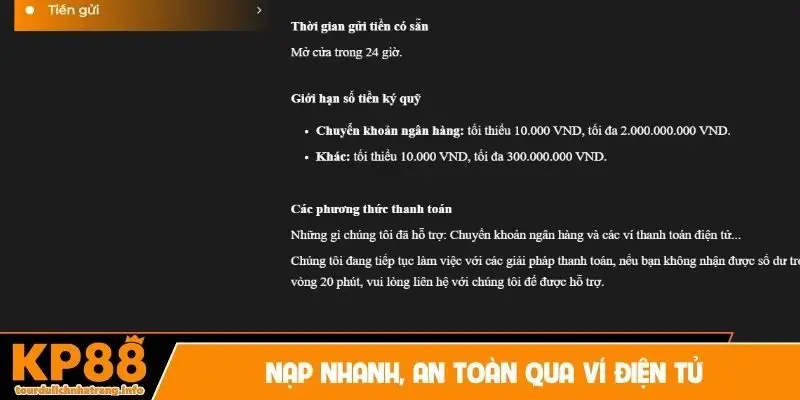 Nạp nhanh, an toàn qua ví điện tử