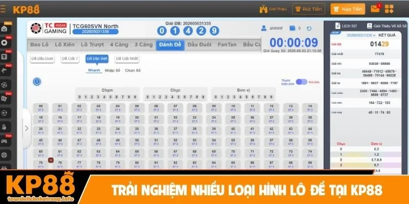 Trải nghiệm nhiều loại hình lô đề tại KP88